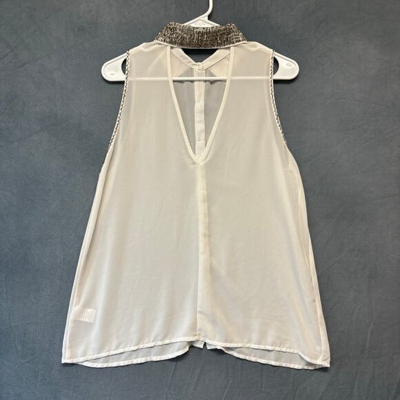 Beaded Sheer Foreign Exchange Blouse Fairy Ethereal Sleeveless Flowy Women Small - Picture 7 of 7